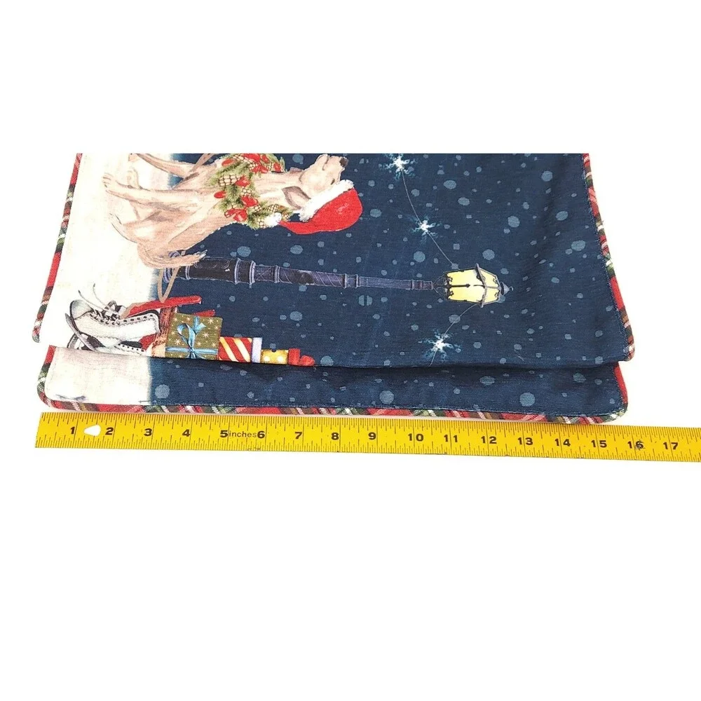 Rachel Roy Christmas Table Runner 70x16 Golden Retriever Dog Holiday Navy